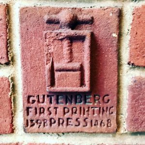 gutenberg printing press brick on oakwood library