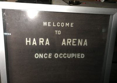 welcome to hara arena sign urban exploration