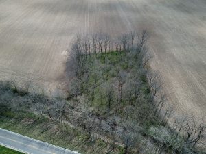 drone view of abandoned cemetery in piqua ohio