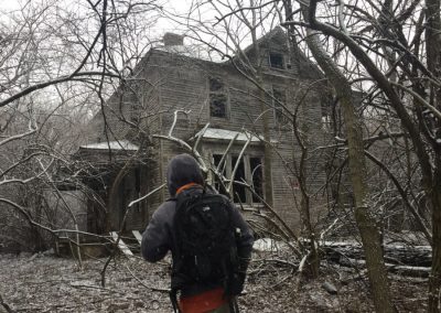 standing in front of an abandoned farm in ohio