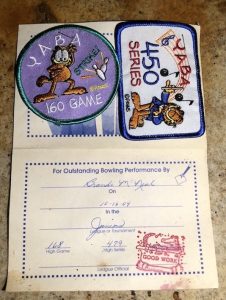 garfield bowling patcheds and award from bowlero lanes in dayton
