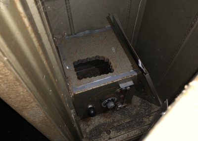 safe with holes cut in it found in an abandoned building