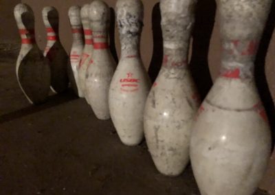 abandoned bowling pins