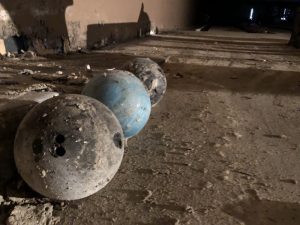 3 bowling balls lined up bowlero lanes in dayton