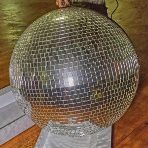huge disco ball in skating rink