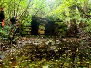 abandoned grotto in the woods in dayton