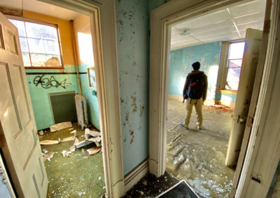 abandoned school doorways