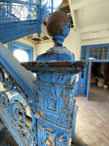 abandoned blue staircase