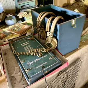 abandoned catholic school vintage headphones