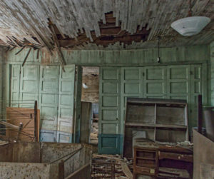 abandoned schoolhouse panel doors