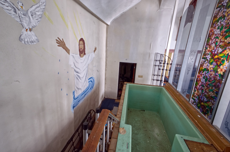 Full Immersion Baptism in an Abandoned Church
