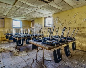 abandoned-school-cafeteria-chairs