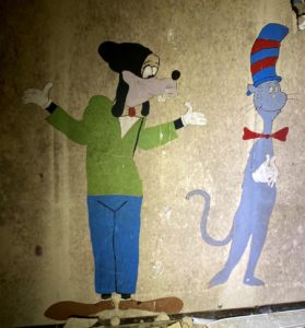goofy and cat in the hat mural painting